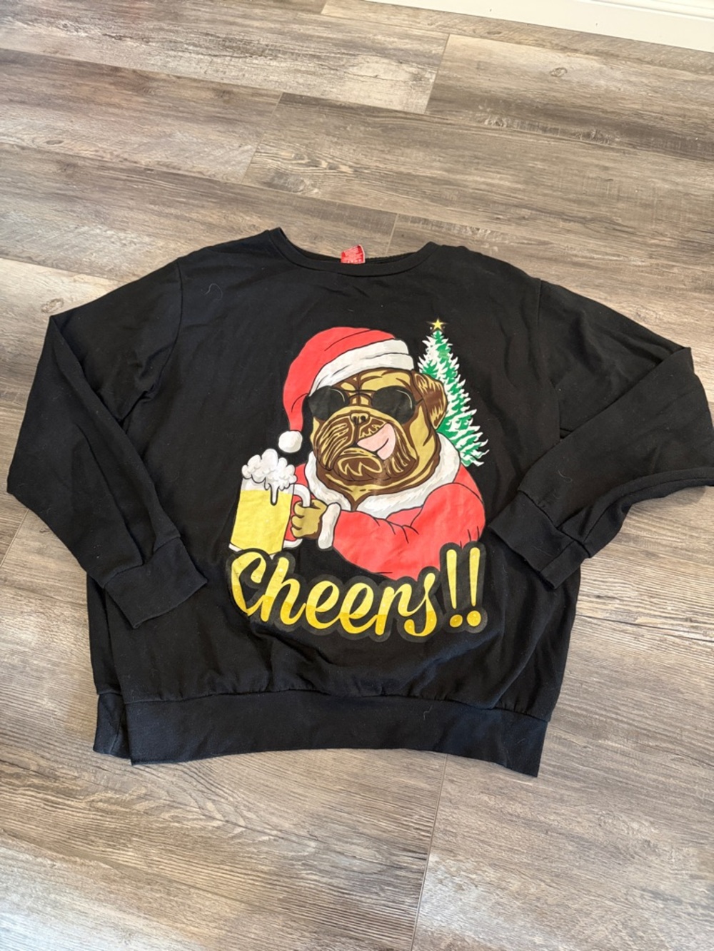 Men's Black Holiday Graphic Sweater with 'Cheers' Printβ
